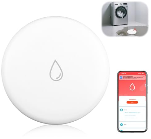 Water Leak Sensor 110dB Wireless Mini Water Leak Detector 1 Year Battery Life IP67 Waterproof Wireless Mini Flood Detector Work with Alexa and Google Home for Kitchen Bathroom Basement