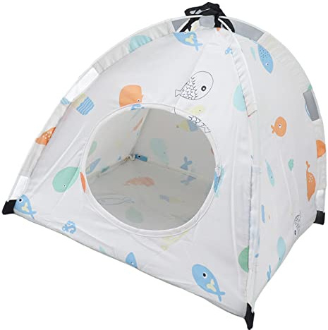 Tenda per animali con stampa di cartoni animati, tenda portatile per gatti da uso interno, box pieghevole per piccoli animali domestici con copertura rimovibile e lavabile,