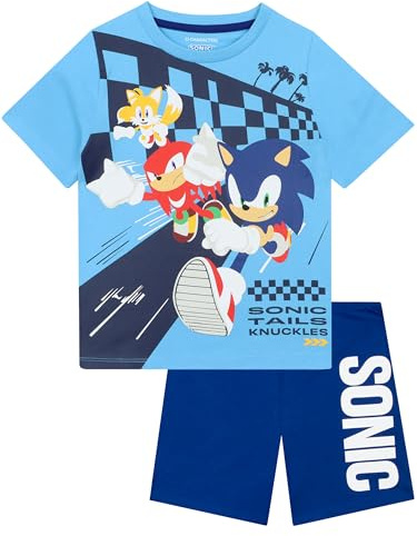 Sonic The Hedgehog Boys PJs, Boys Pyjamas Featuring Sonic, Knuckles And Tails, Short Sleeve Sonic Pyjamas, Ages 5-13 Years