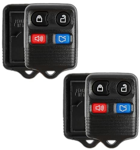 2X KeylessOption Key Fob Cover Case Replacement for 2000 2001 2002 2003 2004 2005 2006 2007 2008 2009 2010 2011 2012 2013 2014 2015 2016 2017 2018 2019 Ford Lincoln Mercury Remote Shell, 4-Button