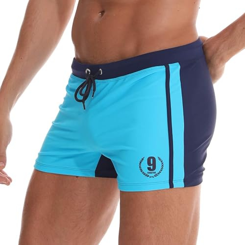 Arcweg Costume da Bagno Uomo Coulisse Pantaloncini Calzoncini da Bagno Elastico a Vita Bassa Boxershorts Slip Nuoto Spiaggia Mare Piscina Blu XL(EU)