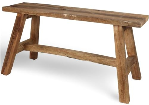 Sittbänk trä 90 x 45 x 35 cm, träbänk, hall, lantställe, blompall, vardagsrumsbord, soffbord, soffa, bord, dekorativa bord, pall skor, klä på sig, rustik, brun, entré, hall, möbler