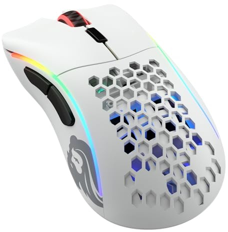 GLORIOUS Gaming Model D- (Small) Wireless Gaming Mouse - 67g Superlight Honeycomb Design, RGB, Ergonomic, Lag Free 2.4GHz Wireless, Up To 71 Hours Battery - White