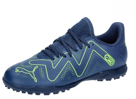 PUMA Future Play TT Jr Chaussures de Football Unisexes pour Enfant, Persian Blue Pro Green, 38.5 EU