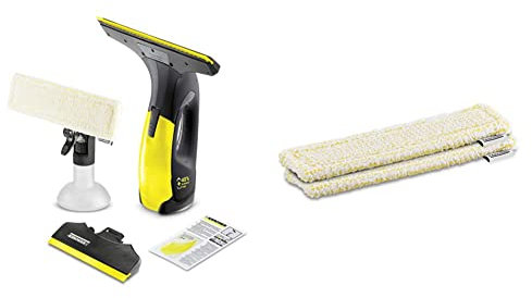 Kärcher WV 2 Premium Black Edition - Nettoyeur de vitres - Nettoyage rapide et & WV Housse de Vadrouille en Microfibre pour l'intérieur, 2 Pièces, Adaptée aux Vaporisateurs WV avec