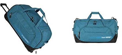 Travelite Trolley Reisetasche Größe XL, 006911-22, 77 cm, 120 Liter, Petrol (türkis) & große Reisetasche Größe L, 006915-22, 60 cm, 73 Liter, Petrol (Türkis)