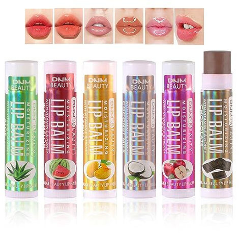 Holzsammlung Balsamo per Le Labbra, 6 Pezzi Burrocacao Alla Frutta,Lunga Durata non Sbiadisce Set Rossetto Impermeabile#03