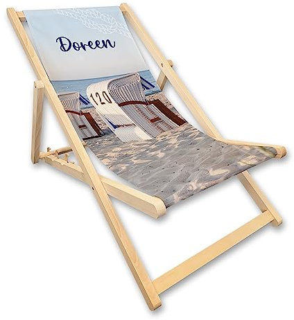 Unikatolo Liegestuhl mit Name | Strandkorb | Ostsee Nordsee Strandstuhl Meer Geschenkidee Männer Frauen Gartenliege Deko maritim Geburtstag personalisiert