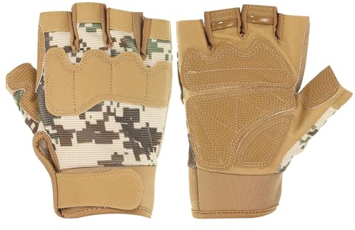 PATIKIL Guantes sin dedos para hombre, guantes de medio dedo, guantes de entrenamiento transpirables para escalada, ciclismo, caza