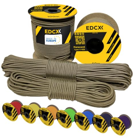 EdcX 3 mm Nylon Paracord 425 (15, 30, 50 And 100m) – 3 mm Type II, 100% Nylon Rope, 3 Strand Rope, 3 mm Nylon Rope in Many Colors (Coyote Brown, 15 m)