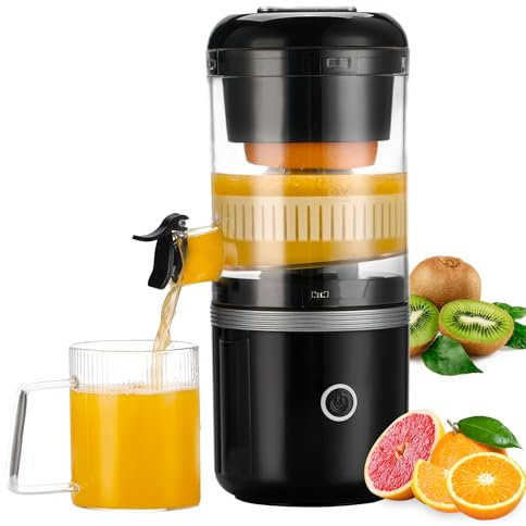 MAISON HUIS Exprimidor Eléctrico de Cítricos Exprimidor de Naranjas Exprimidor de Limones Exprimidor Portátil con Carga USB para Naranjas Limones Pomelos Cítricos, negro