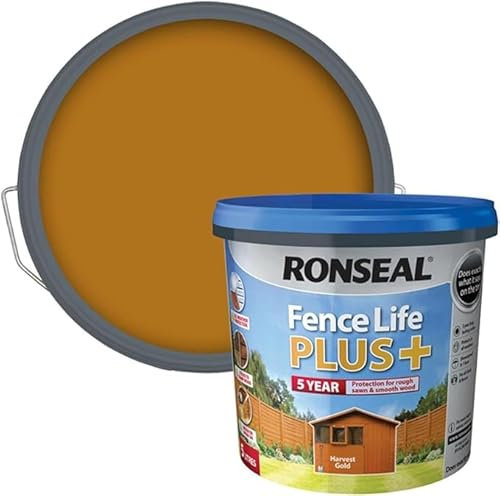 FAB INT PRODUCTS Exterior Wood Paint - Sheds & Fences Life Plus Fence Life Plus, 5 Litre (Harvest Gold)
