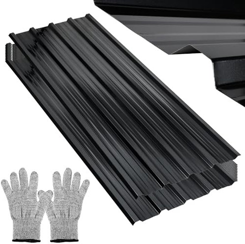 ISOISL Lot de 12 plaques de toit en tôle ondulée, 129 x 46 cm, imperméables et inoxydables, idéales pour abris de voiture, revêtement mural en métal et toits en tôle d'acier, anthracite