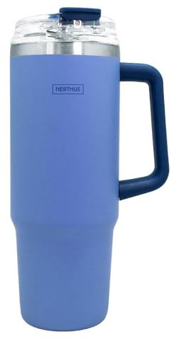 NERTHUS FIH 1439 Taza Térmica 900ml con Tapa Hermética – Incluye Pajita y Tapón para Beber, Aislamiento Duradero