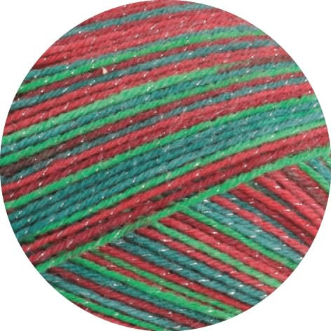 MEILENWEIT Merino 6-fach 150g CHRISTMAS 625 - Hellrot/Rot/Grün/Hellgrün (Lurex)