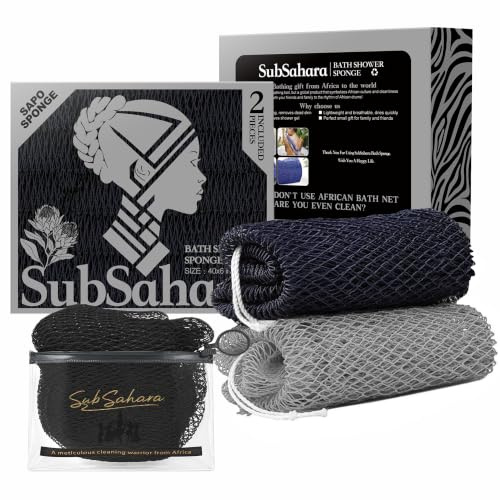 SubSahara African Net Sponge, 2 Pack 45-Inch Exfoliating Bath Scrubber