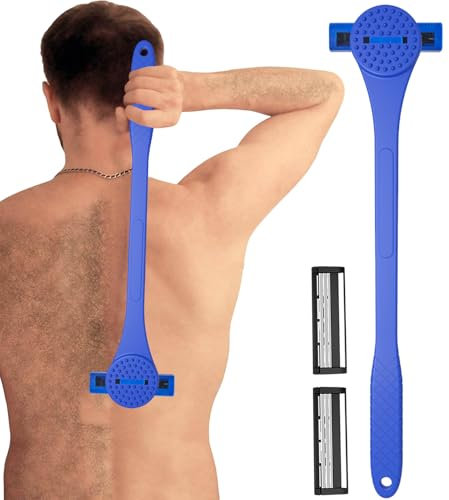 Rasoio da uomo per la schiena e il corpo, strumento manuale 2 in 1 per rasatura e scrubber | Rasoio per capelli delicato sulla pelle con manico pieghevole | Rasoio da toelettatura per palestra, bagno