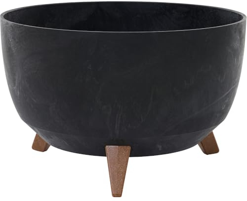 Pflanzgefäße Oslo Stone schwarz Betonoptik, 40 x 25 cm Kunststoff auf Füßen mit Einsatz