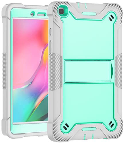 Tablettskydd Fall For Samsung Galaxy Tab A 8,0 2019, SM-T290 / T295, For barn Tablet case A, Case Heavy Duty Shocksäker robust skyddande fall w Inbyggd stativ(Grey+green)