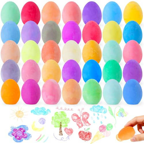 36 Pack Easter Sidewalk Chalks Bulk 36 Solid Colors Chalk Eggs for Kids Easter Basket fillers Colorful Egg Chalk Outdoor Toddler Kids Easter Hunt Classroom School Chalkboard Playground Drawing Party