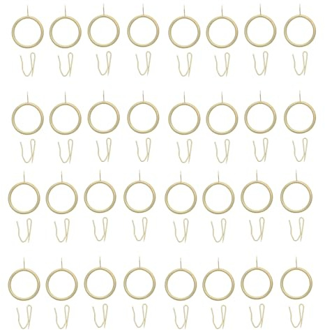 BUGUUYO 100 Set Anelli Tende Doccia in Metallo con Occhielli e Ganci Dorati Scorrevoli e Resistenti per Bagno e Finestre Accessori per Bastoni Tende Ø