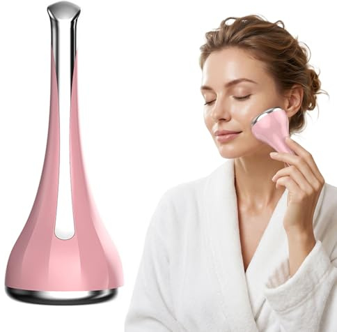 Ansiktsmassageapparat, massageapparat för ansiktsmassage, bärbart skönhetsverktyg för ansikte och hals, för åtstramande hud, minskar svullnad, mörka ringar (rosa)