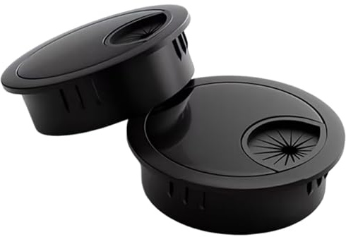 HAISHANG 2 Piezas Pasacables Escritorio 60mm, Pasacables Mesa Metal Aleación de Zinc con Cepillo, Gestión de Cables para Escritorio y Superficie de Trabajo