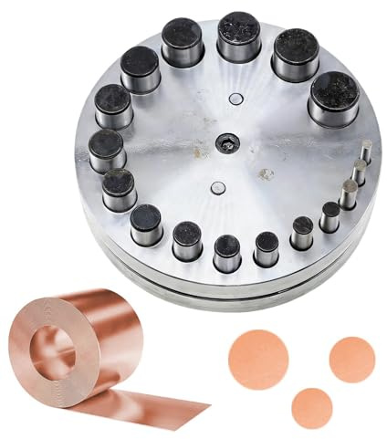 Juego de cortadores de disco - Kit de punzonado y troquel de acero al carbono de 17 piezas - Herramienta de corte de precisión de alta resistencia - Fabricación de joyas de metal | Para latón plata co