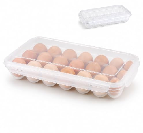 Contenitore per Uova da Frigorifero 18 Griglie,Porta Uova da Frigo con Coperchio,HMCEY Contenitori Uovas Trasparente,Portauova Plastica da Trasporto Riutilizzabile per Campeggio, Picnic, Esterno