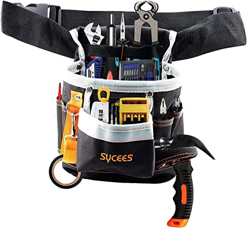 SYCEES Ceinture Porte Outils en Tissu Oxford 600D, Sac à Ranger Outils Portable avec Poche pour Organisateur Stocker Electriciens Chantier Outil