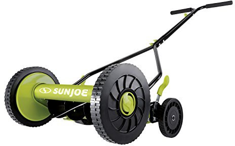Sun Joe Ruedas manuales inalámbricas, cortacésped MJ503M, Verde, desbrozadora, Ruedas cuádruples de 14 Pulgadas, versión de Acero y 9 Posiciones Ajustables