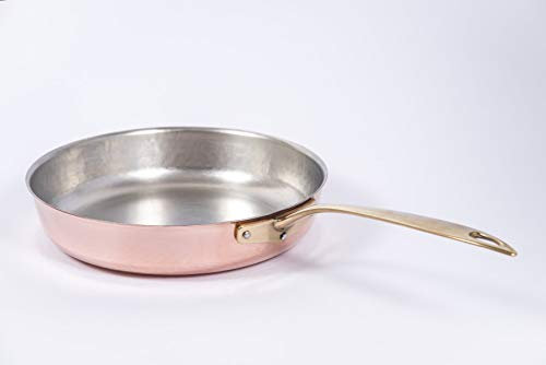 Padella in Rame stagnato e martellato a mano con Manico in ottone