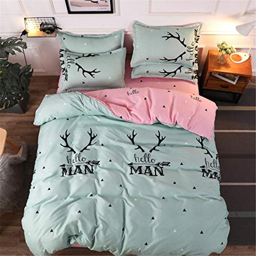 Odot Bettbezug Set 4 TLG, Bettwäsche Set 4 Teilig Mikrofaser Wende Weiche Atmungsaktive Babybett Kinder Mädchen Junge mit Reissverschluss Bettbezug Kissenbezüge Bettlaken (220x240cm,Elch)