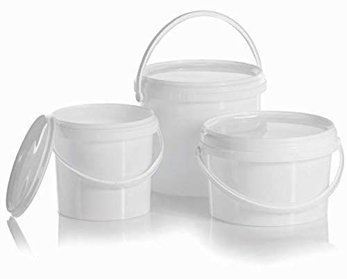 Plastic Buckets Tubs White Containers Tamper Evident Lids 0.5L 1L 3L 5L 10L 25L (1, 1L)