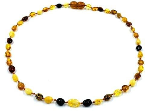 Amber Jewelry Shop Baltische Bernsteinkette für Erwachsene – Natürliche Bernsteinperlen – Bernsteinschmuck 45–46 cm (Mehrfarbig)