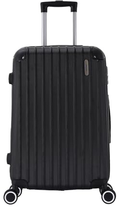 TROLLEY ADC - Valise Grande Taille Soute 75x46x28 cm - Rigide et Spacieuse - 4 Kg - 94 litres - 4 Doubles Roues Silencieuses - Maniable, Pratique et Étanche - Collection Corner - Noir