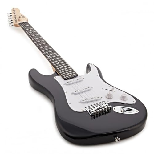 Gear4music Guitarra Eléctrica 3/4 Negra para Niños Principiantes Tamaño 8-12