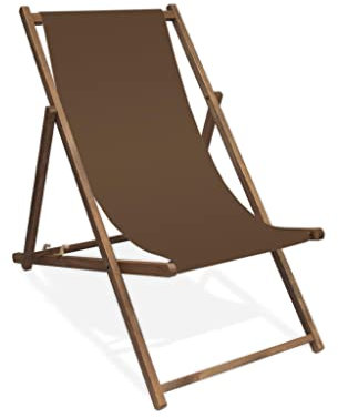 MultiBrands Liegestuhl, Holz, Cappuccino ohne Armlehne mit dunkelbrauner Lasur, klappbar