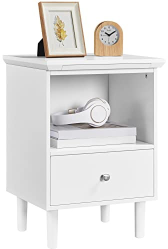 Yaheetech Nachttisch Beistelltisch mit ausziehbarer Ablage und Schublade Schlichter Nachtschrank Nachtkommode für Schlafzimmer und Wohnzimmer, 40 x 35 x 56 cm