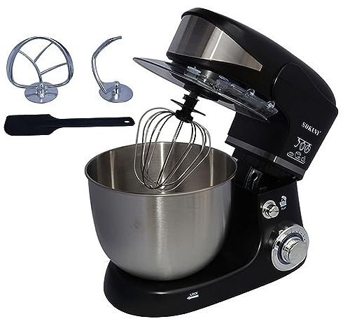 Robot De Cocina Robot Batidora Amasadora Repostería Capacidad De 5 Litros 6 Configuraciones De Velocidad Incluye Gancho Para Masa, Batidor Para Hornear Pasteles De Cocina, Masa, Pan, Postres 1000W