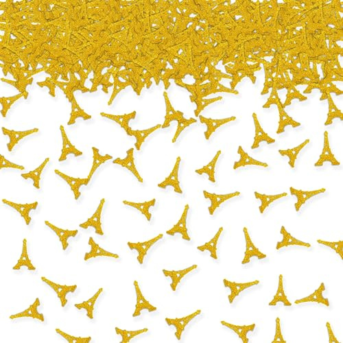 100pcs Eiffel Tower Confetti, Gold Glitter Paris Party Table Confetti, Paris French Theme Party Paper Scatters, Baby Shower/Bridal Shower Party Table Decoration