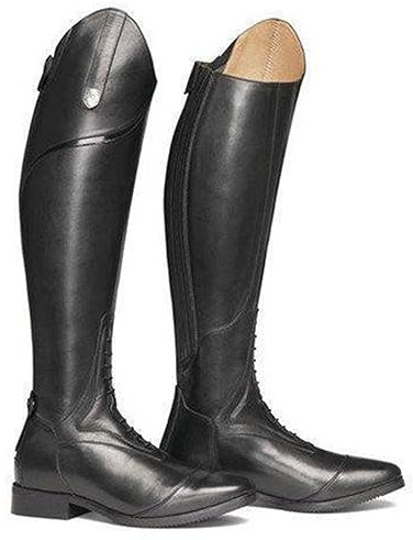 DJFOG Bottes d'équitation Style Occidental Unisexe - Chaussures équestres Longues Genou Haut pour Hommes - Plein air Printemps Automne Grande Taille - Noir, 37 EU
