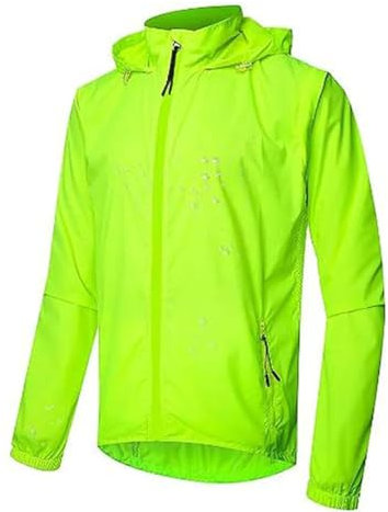 CLMETHE Herren-Radsport-Laufjacken, 2-in-1, durchgehender Reißverschluss, leicht, abnehmbar, reflektierend, winddicht, Sonnenschutz, Fahrradjacke, Outdoor-Fahrradtrikots, Weste,Green-4XL