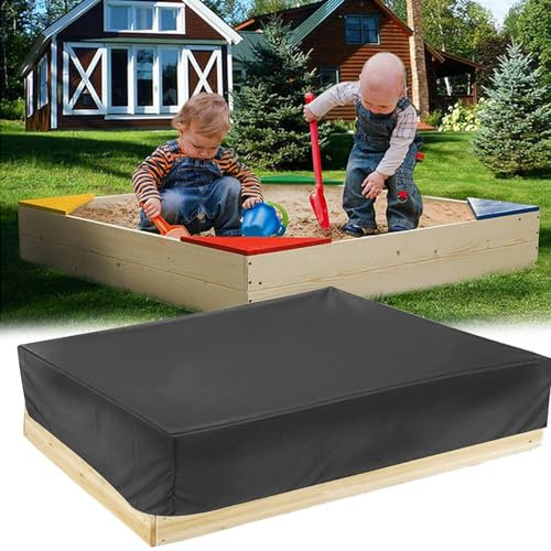 Wasserdicht Sandkasten Abdeckung Sandkasten Abdeckplane Staubdichte mit Kordelzug für Sandkasten Garten (Schwarz, 150 * 150 * 20cm)