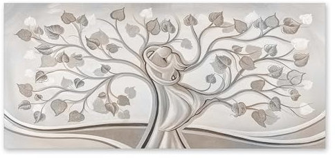 Lupia - Quadro moderno su Tela Canvas DEEP 65x143 cm ALBERO ABBRACCIO MIX, Tela Cotone, Stampa, Made in Italy, Telaio in Legno, amore e famiglia, casa soggiorno capezzale camera da letto hotel ufficio