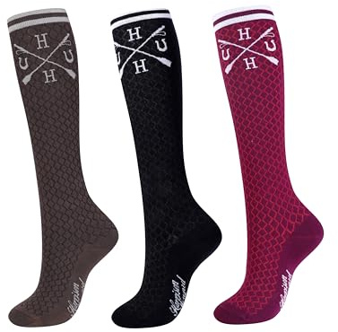 Harrison Howard 3 Pairs Premium Quality Equestrian Riding Socks for Horse Riding &Tall Boot Knee High Socks for Women Black/Coffee/Burgundy
