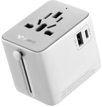 GONEO Adaptateur Prise Universelle avec USB C et USB A, Adaptateur Prise de Voyage vers Anglaise USA Japon Mexique Irlande Dubai, avec Protection Contre Les Surcharges Automatique et Blindage EMI