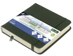 Cuaderno de dibujo de arte Kangaro 12x12 cm Forest Green PU tapa dura 80 hojas 140 gramos papel crema con banda de goma y lazo