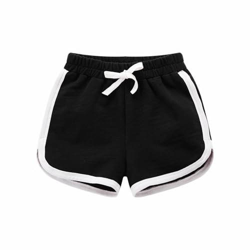 YAQUEKOU Short court pour fille et garçon - Short de sport en coton - Short pour enfants - Short court pour adolescent et fille - Short de cyclisme d'été pour la gym - 2 à 15 ans, Noir , 3-4 ans