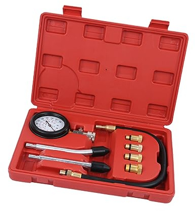 Anneome 1Ensemble Manomètre Multi Fonctionnel pour Cylindre Testeur de Compression pour Moteurs de Voiture et Complet avec Raccord Rapide et Étui de Rangement Pression de Test Psi